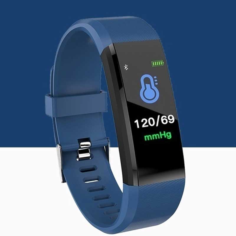 115Plus Smartwatch Bluetooth Sport Smart Armband Hartslag Bloeddruk Monitoring Gezondheid Waterdicht Horloge Polsbandje: Blauw