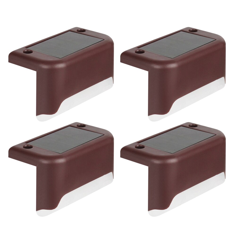 16 stücke Solar- Treppen Lampe Solar- Pfad Lichter 600MAH Ni-Mh Batterie IP65 Wasserdichte draussen Garten Lampe Für Weg Garten terrasse Treppen: 4Stck Braun Hülse / warm Weiß