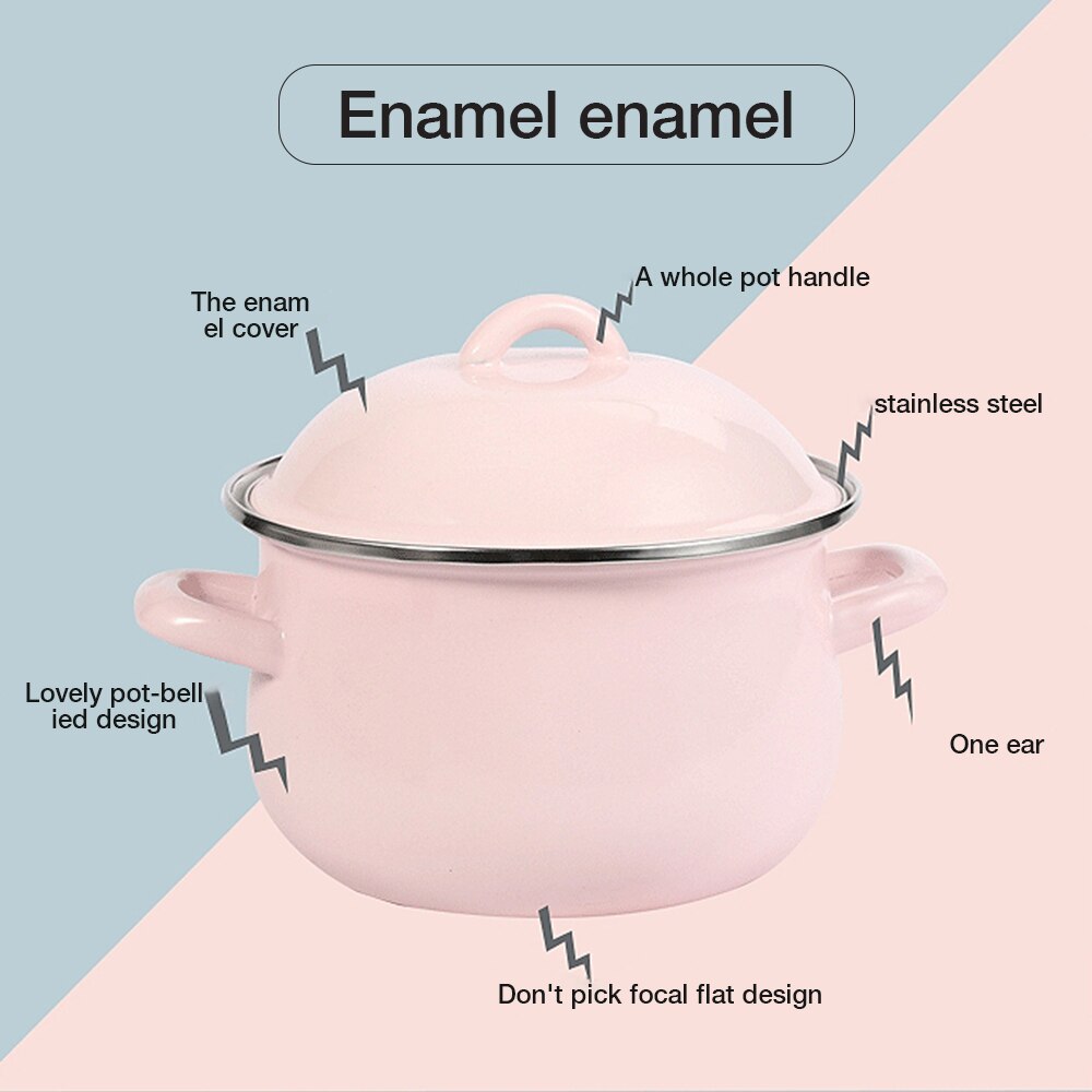 Garnki emaliowane z pokrywką wielofunkcyjne przybory kuchenne garnek robić zupy robić indukcyjnej kuchenki gazowej żywność dla niemowląt owsianka garnek narzędzia kuchenne