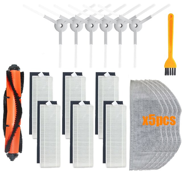 Principal escova lateral hepa filtro mop pano peças de reposição para xiaomi mijia g1 mjstg1 mi robô vácuo-mop acessórios essenciais: Marrom