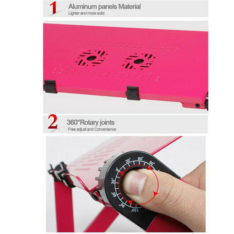 ADJUSTABLE LAPTOP COMPUTER FOLDING DESK / TABLE STAND BEDROOM STUDY