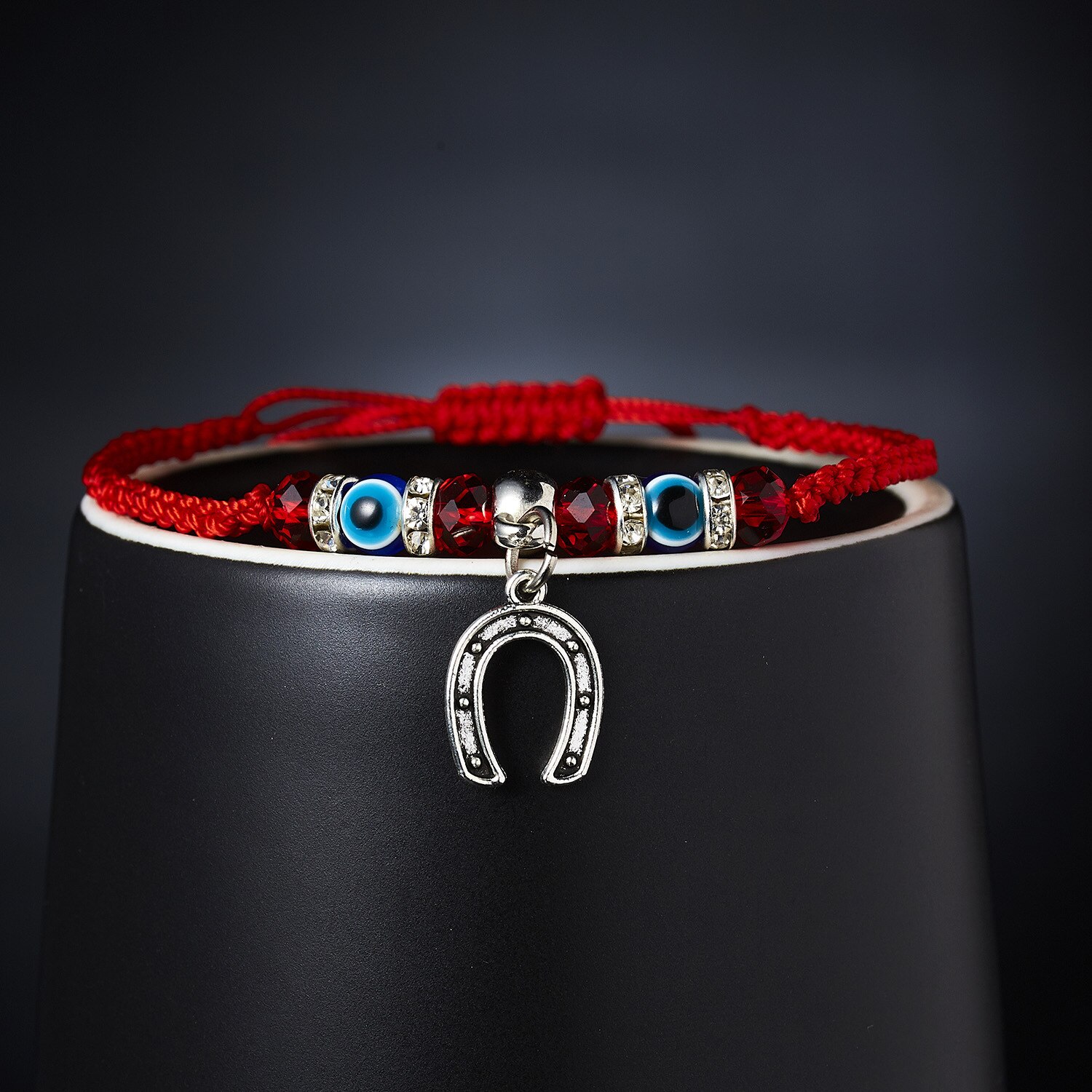 Kreative neue hand-woven glück red string armband für damen und männer mit blauen augen runde perlen armband schmuck: 12