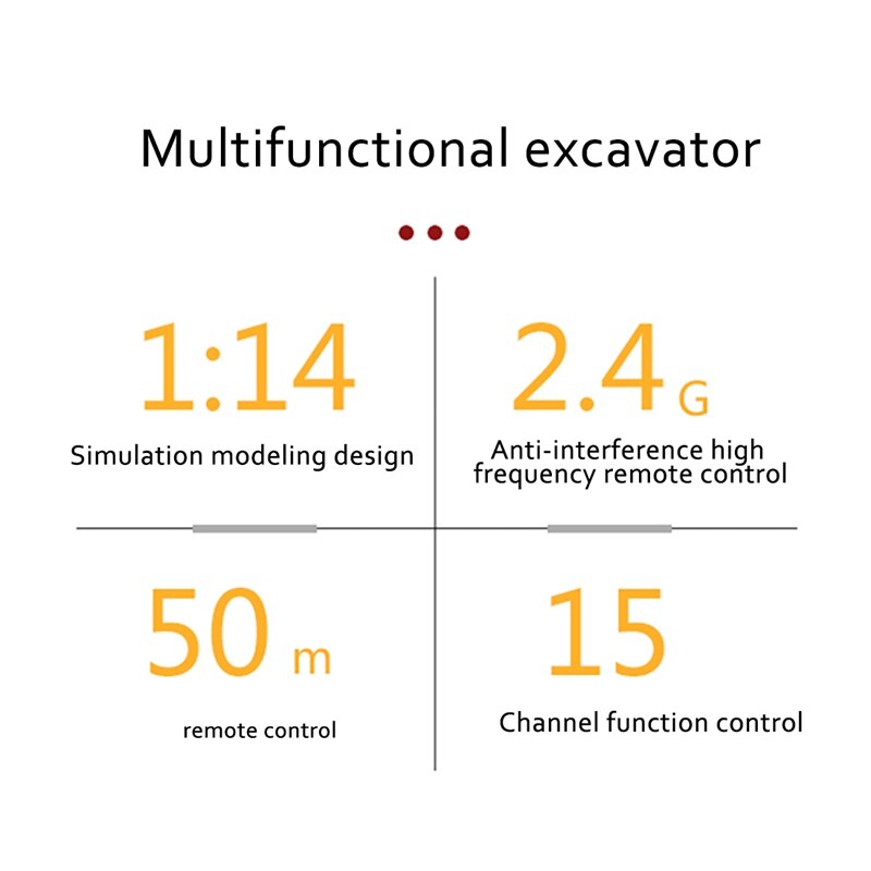 Huina 15- channel full-function remote control excavator construction tractor digger toy with 2,4 ghz transmitter
