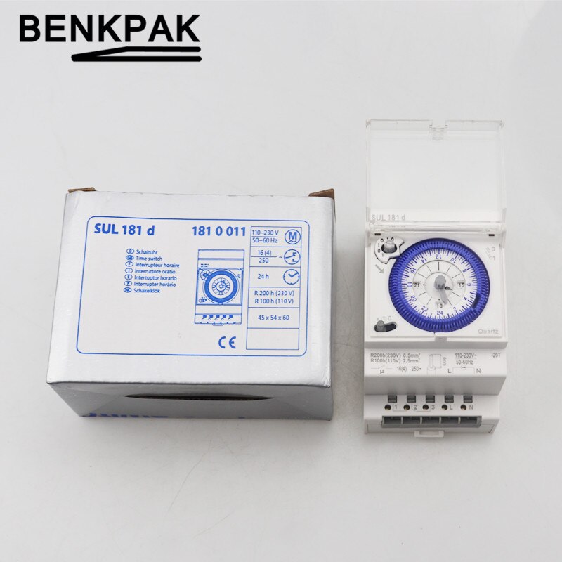 SUL181d 110-230VAC Analog 24 hours 15 Mintues Interval Mechanical Timer Switch Timer Din Rail Timer Clock