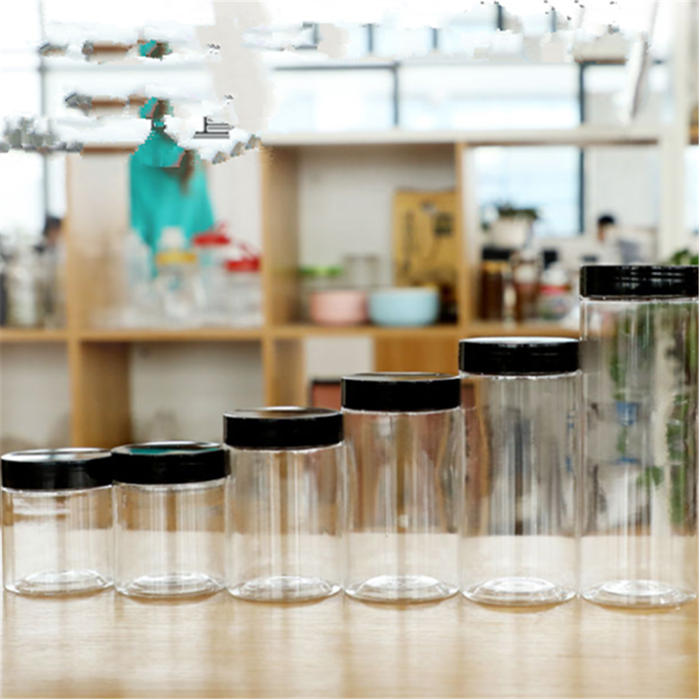 20PCS Kunststoff Leere Flaschen 7 10 12 16 UNZEN Lebensmittel Dosen Gewürz Behälter 200ML 300ML 400ML transparenten Glas