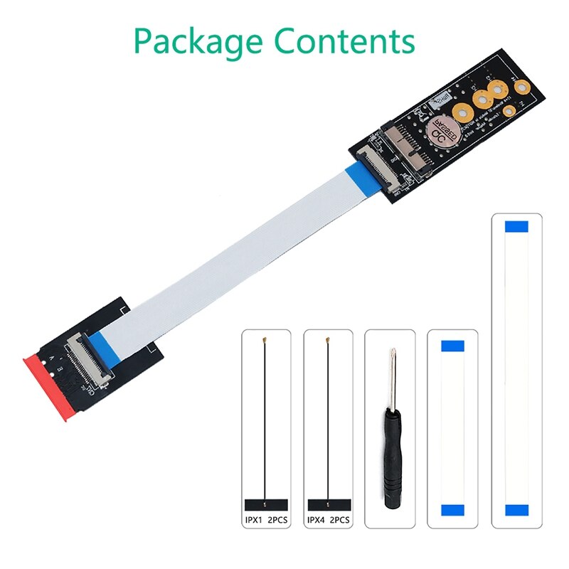 12 + 6 broches vers M.2 clé A + E câble adaptateur pour carte WIFI sans fil pour Mac OS et Hackintosh
