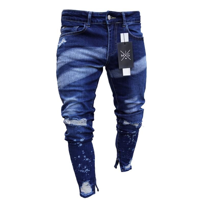 Mens Skinny Slim Fit Ripped Jeans Stretch Biker Di... – Vicedeal