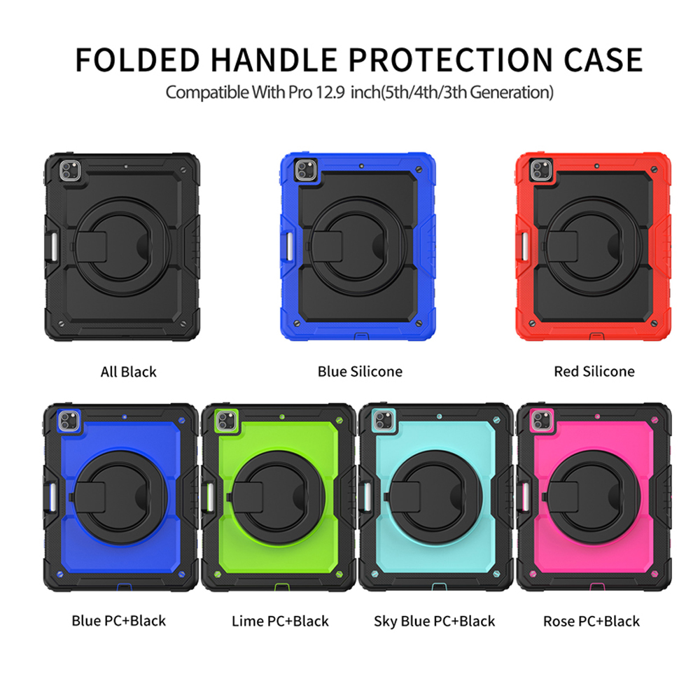 Voor apple ipad pro 12.9 inch a2378 a2229 a1876 case kids schokbestendige trekring schouderband standaard tablet hoes
