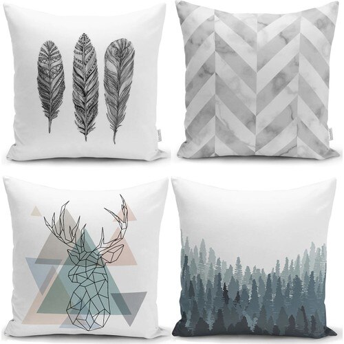 Twinklebabyrooms-Conjunto de Fundas de cojín decorativo, Set de fundas de almohada con motivos abstractos y estilo rústico con estampado Digital