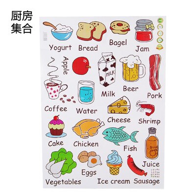 Cartoon Keuken Koelkast Deur Stickers Decoratieve Stickers Voedsel Fruit Verwijderbare Muursticker stickers Op De Muur: Default Title