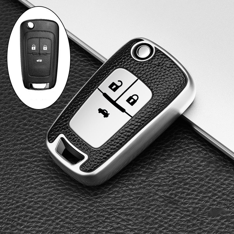 Funda de cuero TPU con 3/4 botones para llave de coche, carcasa Fob para Chevrolet Cruze Aveo Camaro Epica Lova Sail Spark Opel Astra Corsa: Negro