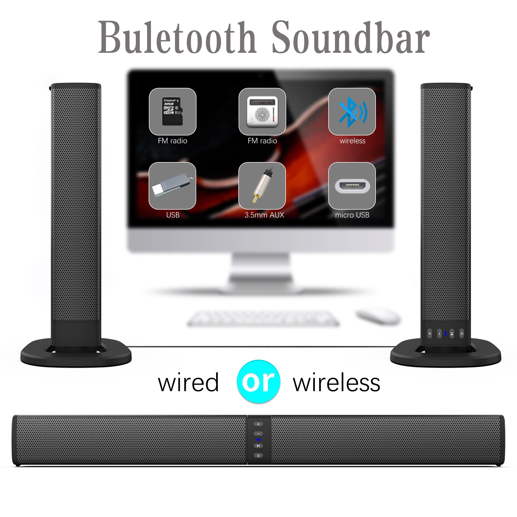 Soundbar Stereo Tv Speaker Wired &amp; Wireless Bluetooth Compatibel Thuis Surround Soundbar Speaker Voor Pc Theater Tv Outdoor