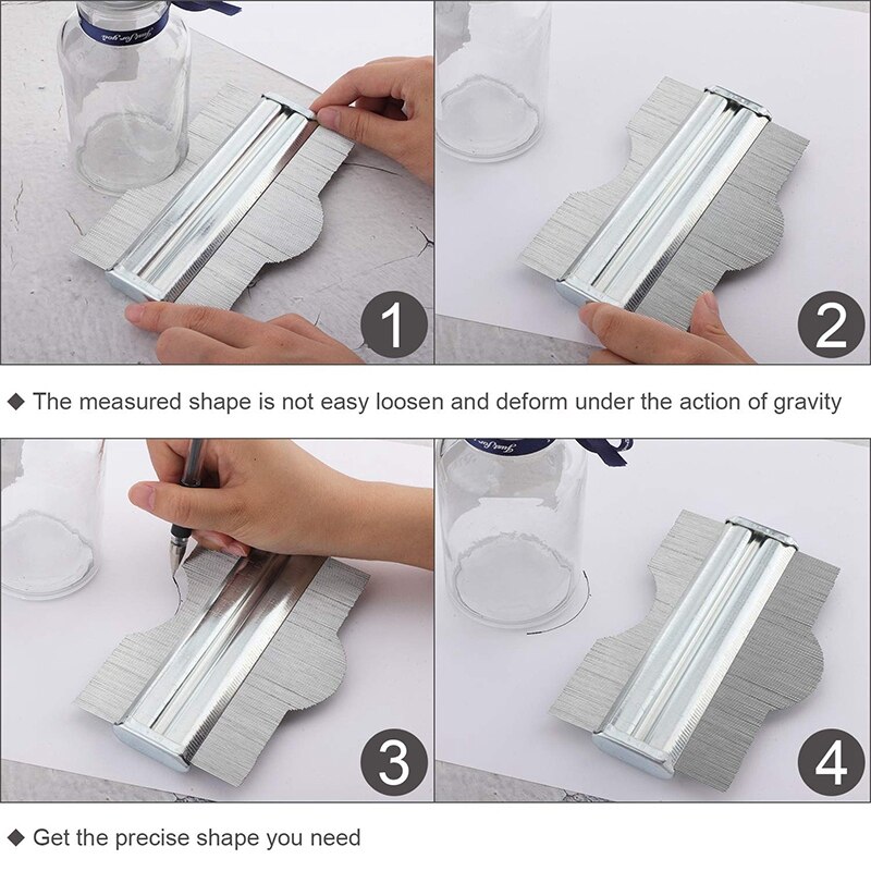 2 Pieces 6 Inch Contour Gauge Profile Gauge Contour Duplicator Gauge Stainless Steel Multi-Functional Contour Gauge for Tiling L