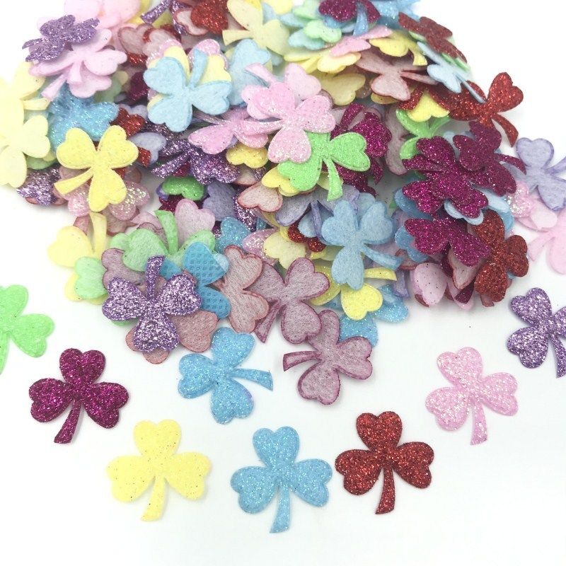 Diy 200 stk blandede farver blomsterfilt applikationer glitter pailletter sy tilbehør 21mm