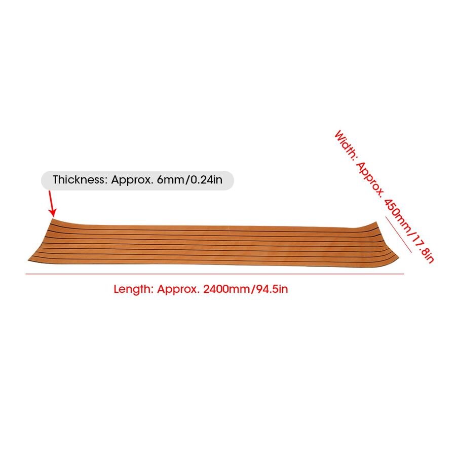 Adhesive EVA Foam Boat Flooring Mat Non-Slip Brown Marine Yacht Decking Pad 240x45x0.6cm Marine Boat Accessories