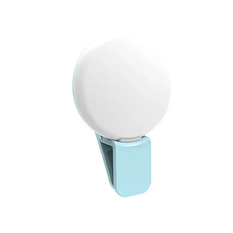 Mobile Phone LED Selfie Ring Light Portable Mini Durable Practical Three Stop Dimming Circle Photography Clip Fill Light: Blue