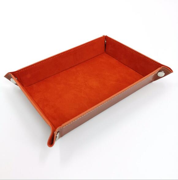 Dobbeltsidet terningeholder terningebakke læder foldebakke fløjl til rpg dnd bordspil opbevaring d&amp;d kort memo holder organizer: Orange
