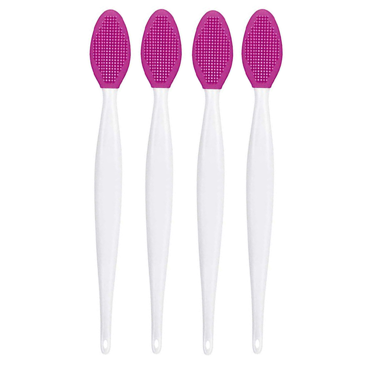 Silicone Lip Brush Tool Double Sided Soft lip Brush Wash Face Brush Scrub Clean Exfoliating Facial Lip Brush: 4Pcs purple