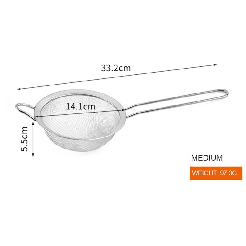 Kjøkken matlagingsverktøy 304 rustfritt stål kjøkken mel sil håndholdt skjerm netting sil mel sil olje sil dørslag 1