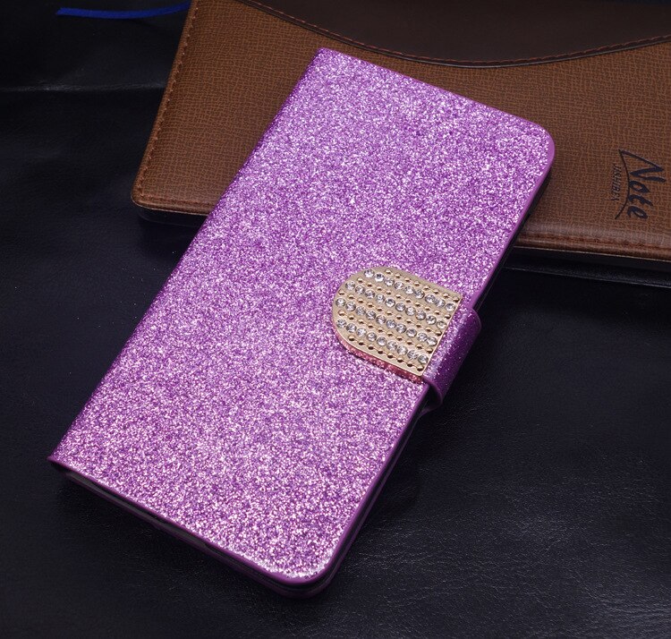 Für Alcatel 1 S Fall Alcatel1S Flip Brieftasche PU Leder Telefon Fall Für Alcatel 1 S 5024D 5024Y 5024K 1 S Zurück Abdeckung: Purple With Diamond