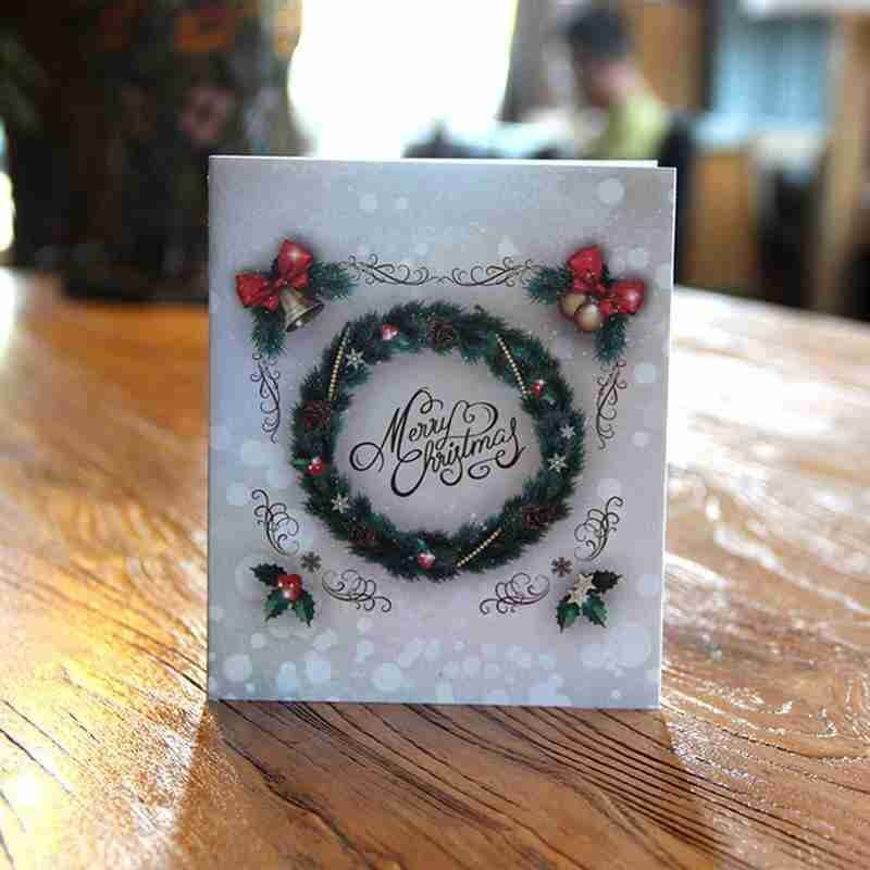 3D Vouwen Type Lase Card Kerst Verjaardag Bruiloft Papier Kerst Verjaardag Cadeau Card Uitnodigingen Wenskaart A4W3