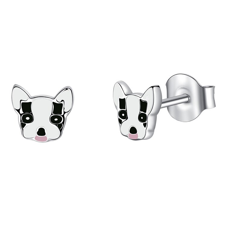 ELESHE-pendientes de plata de ley 925 para mujer y niña, joyería con broche de insecto, abeja, Animal, perro y gato,: YE3235