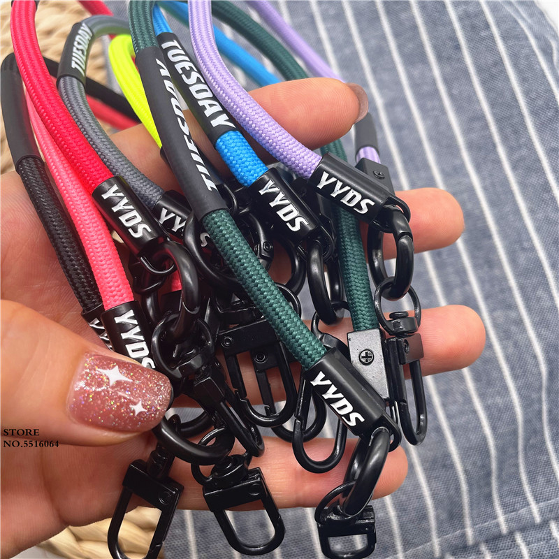 LLavero de Color fluorescente, llaveros con hebilla de Clip de Metal, correa para teléfono móvil, cordón antipérdida, cordón colgante, correa para muñeca para llaves