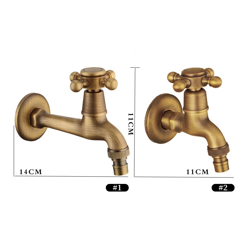 Wall Mounted Antique Brass Bathroom Washing Machine Faucet Mop Pool Tap Cold Water Bibcock Tap Decorative Outdoor Garden Faucet