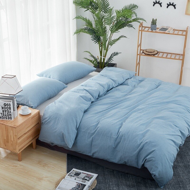 Yaapeet 1pc katoenen effen dekbedovertrek lichtblauw dekbedovertrek ademend warm bedbescherming zonder kussensloop: Kleur 5 / 220240cm