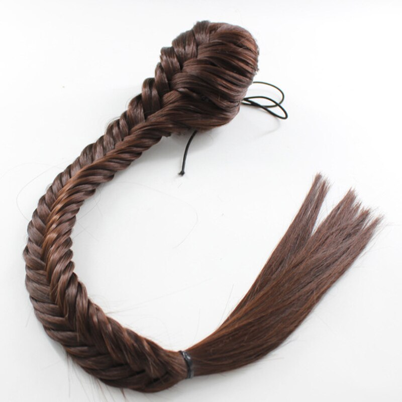 Extensiones de cola de caballo sintética de color marrón Trenza para el cabello cola de caballo con cordón para mujeres colas de pez fibra de alta temperatura