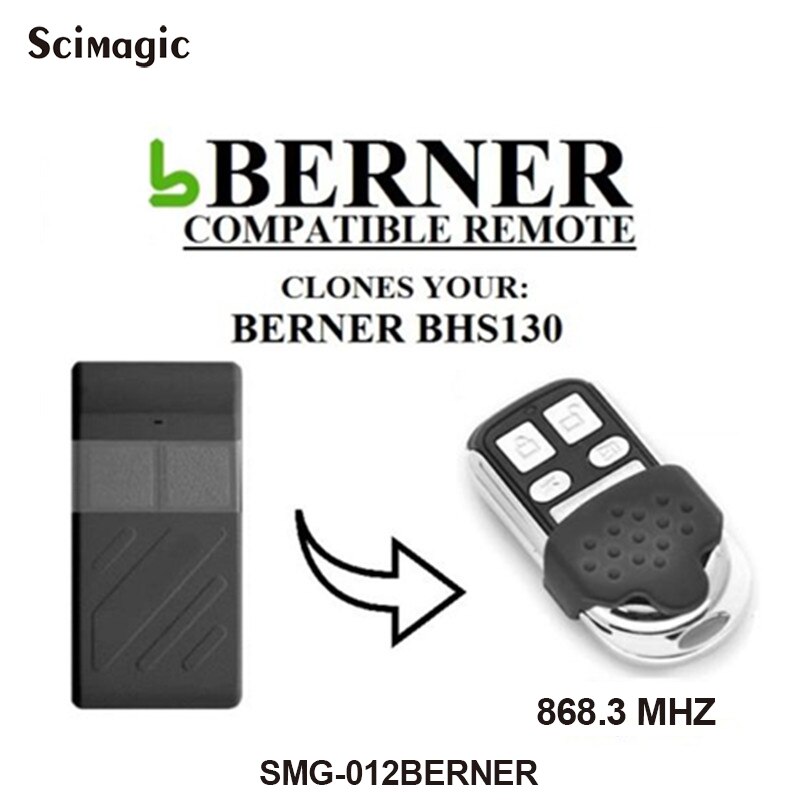 BERNER 868.3MHz garage door remote control BERNER BHS140 BHS110 BHS121 opener keychain