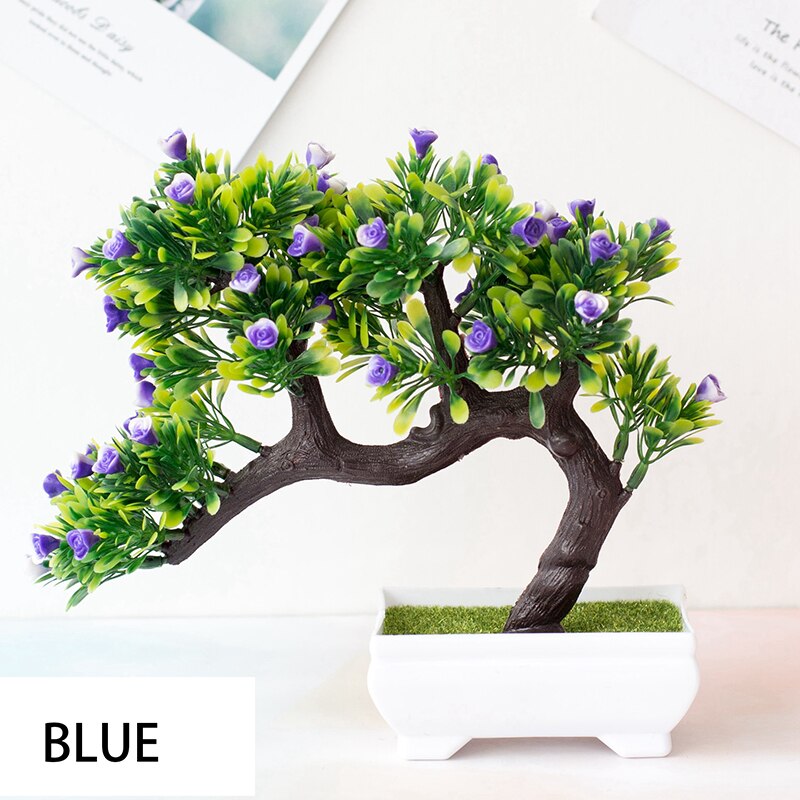 Plastic Rose Flower Artificial Plant Potted Table Room Decoration Ornaments Party Christmas Simulation Bonsai Craft Green Plant: Style 1