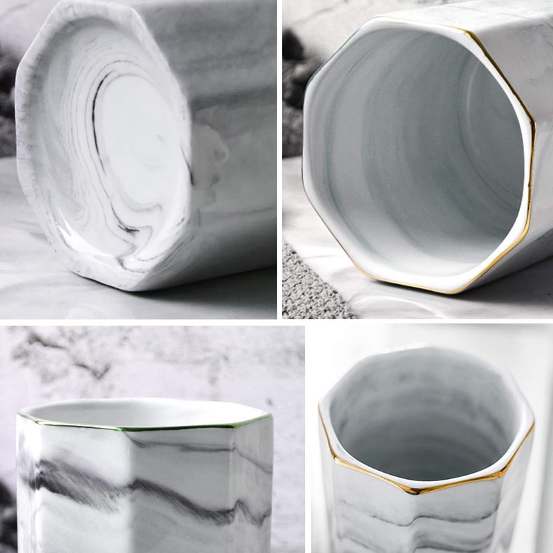 Pen Houder, stand Voor Bureau Marmer Patroon Potlood Cup Voor Meisjes Kids Duurzame Keramische Desk Organizer Makeup Brush Holder Perfecte G