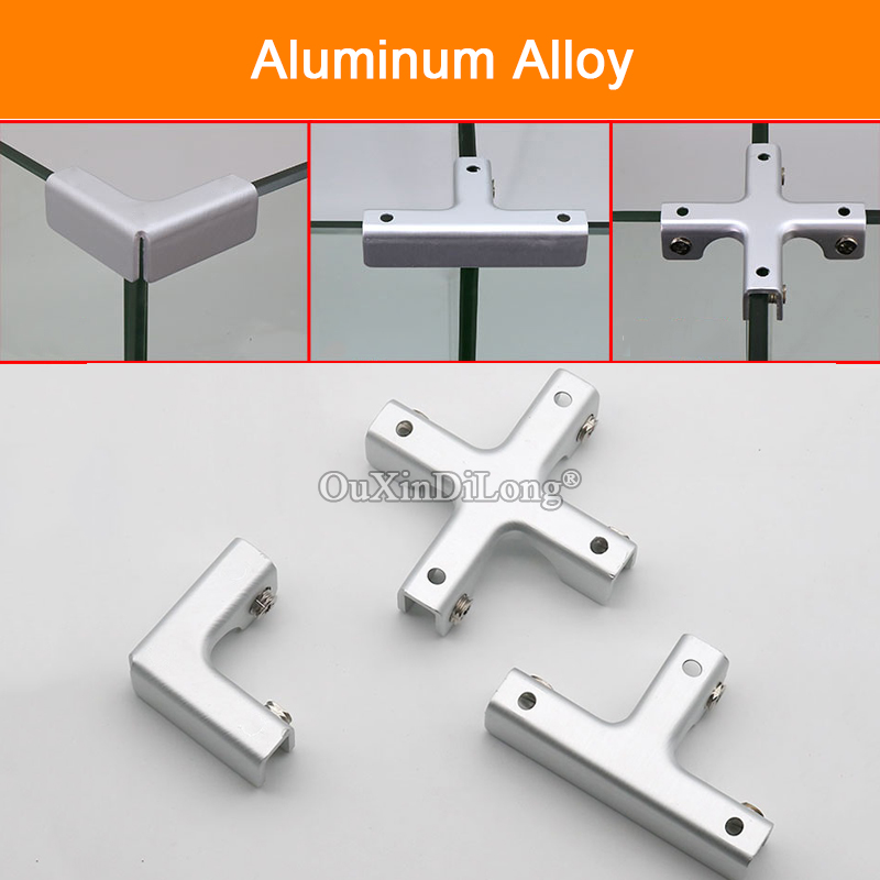 4PCS Aluminum Alloy Glass/Acrylic Showcase Clips/Connector,for Glass/Acrylic,without Drilling,Aquarium DIY Connector Clamp GF341