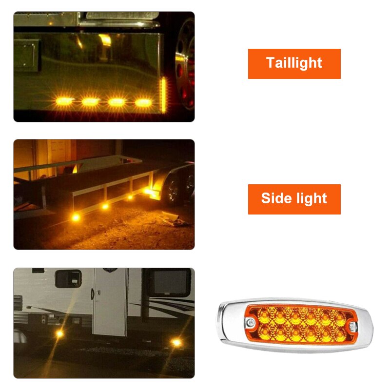 10 Pack 12V Amber Side Marker Light Clearance 12-LED Truck Trailer For Peterbilt Truck Warning Light