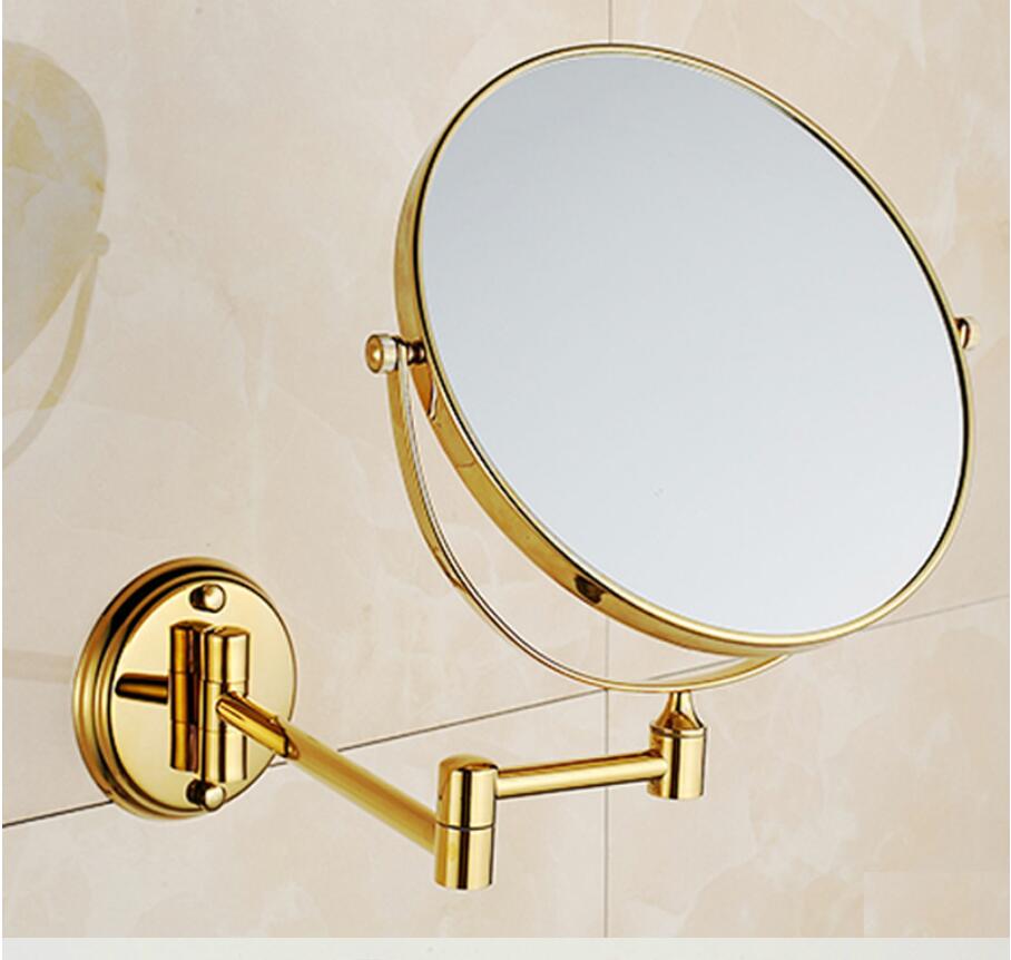 Antique bathroom folding makeup sided mirror retractable folding magnifier beauty mirror Rose gold: gold