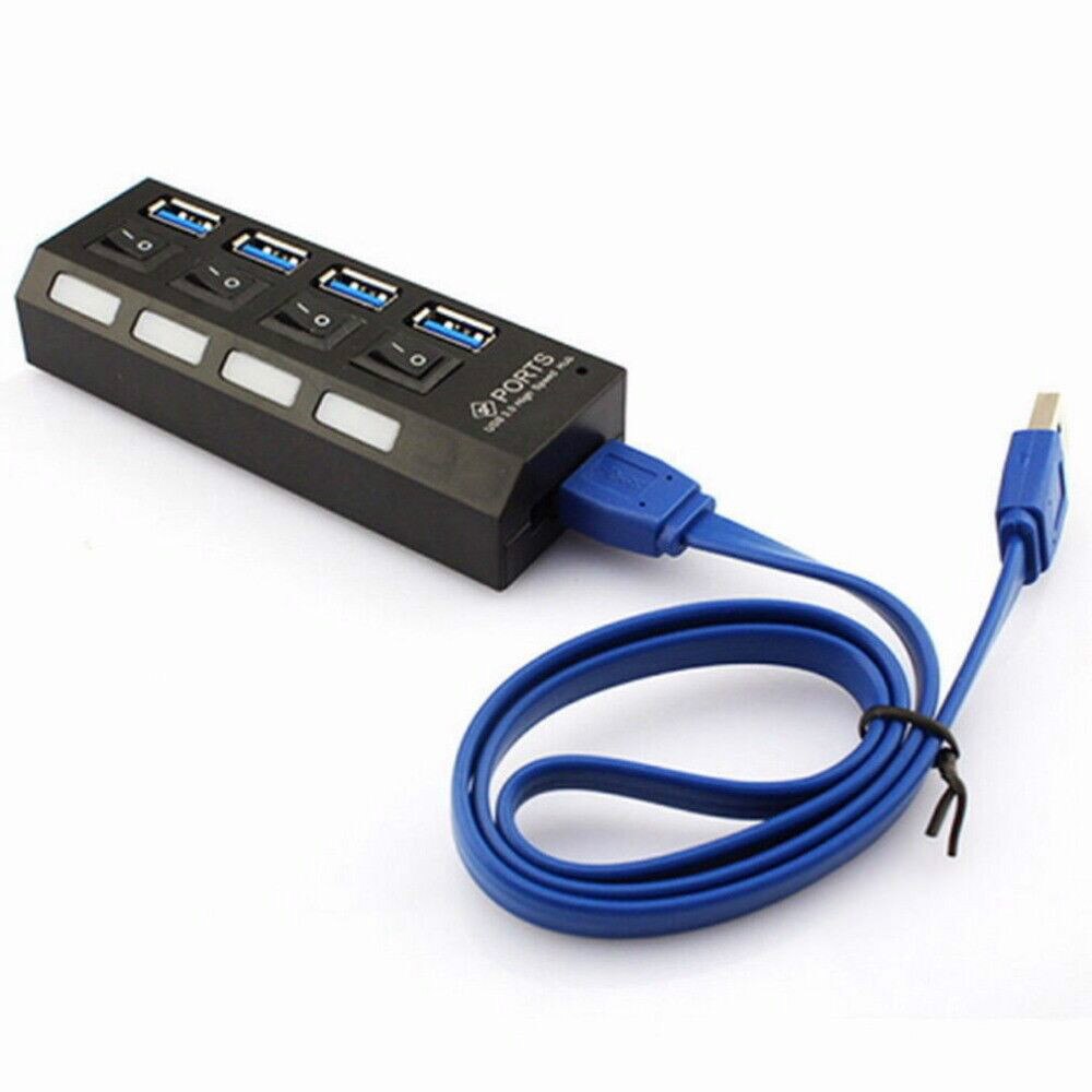 7 Port USB Hub 3.0 High Speed 4 USB 3.0 Hub with EU/US Power Adapter Multi USB Splitter On/Off Switch For Tablet Laptop Computer