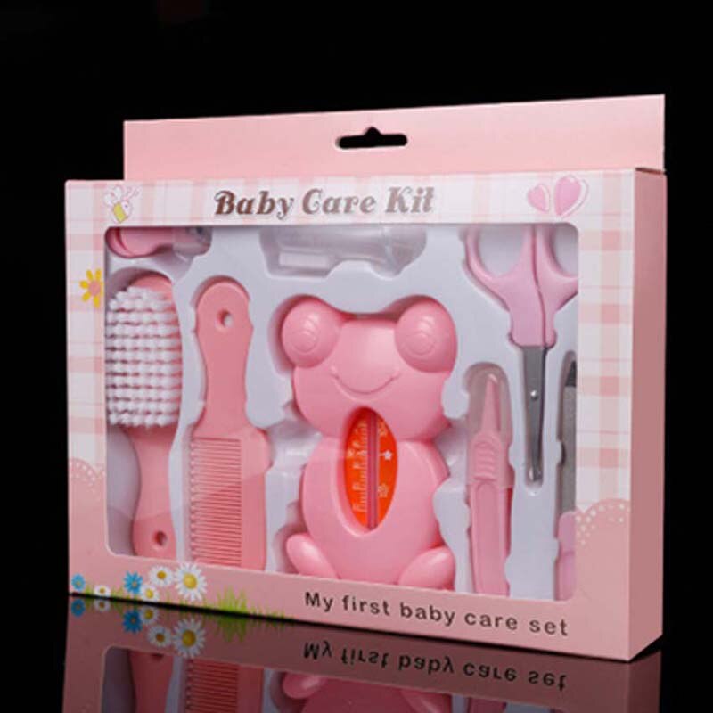 Multifunktionell baby nagelset 13 st/kit higiene bebe safty nagelklippare hårdvara manikyr näsrengöring tandborste för nyfödda: Rosa 8 st