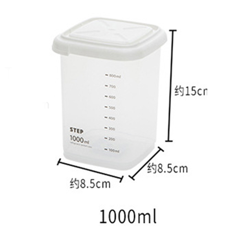 Different Capacity Plastic Sealed Cans Kitchen Storage Box Transparent Food Canister Keep Fresh Clear Container Pasta Box: white 1000ML