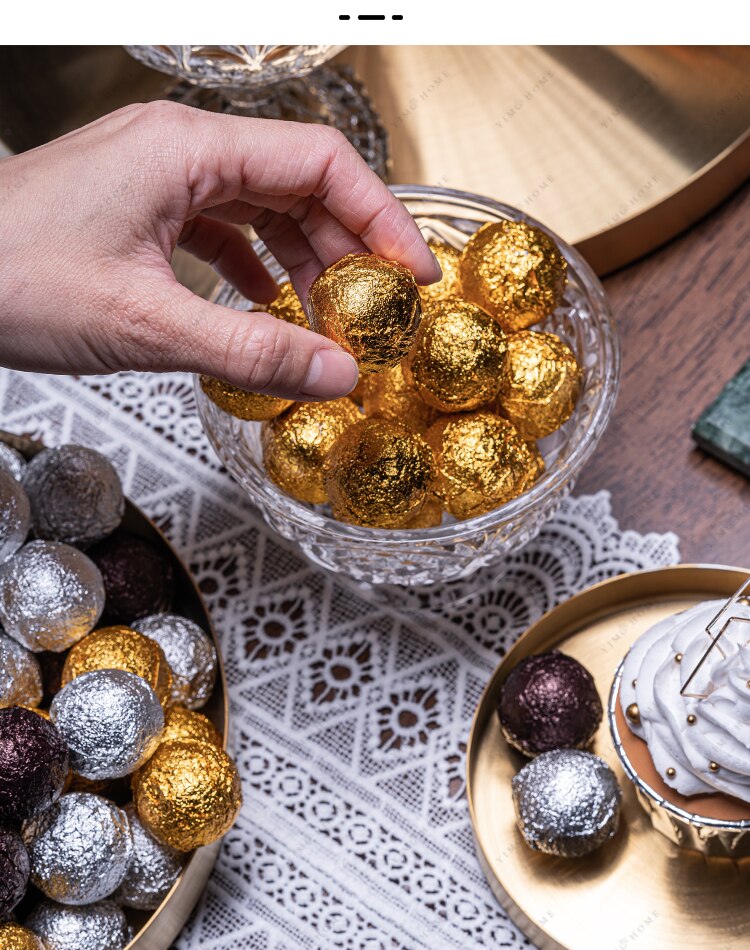 Simulation chokolade papir guld og sølv slik bold skyde rekvisitter dekoration dessert bord jul vindue dekoration scene