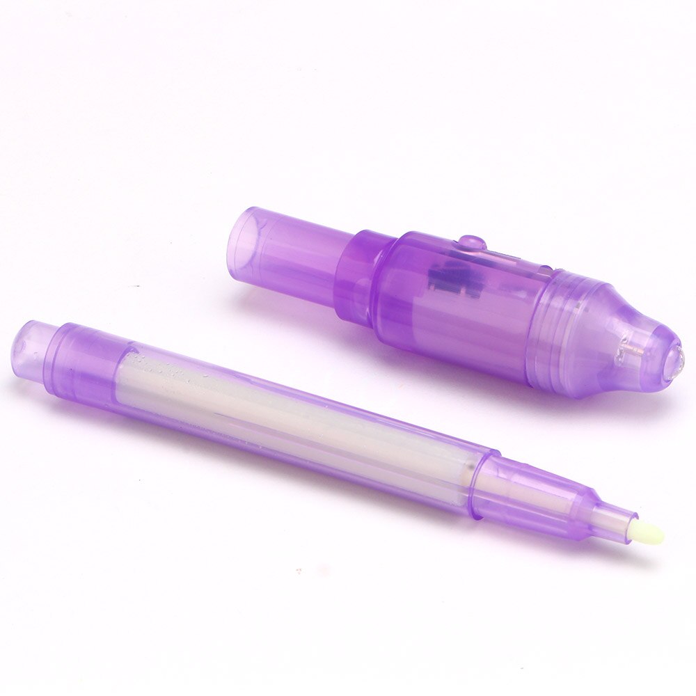 Rotulador fluorescente para oficina, rotulador de tinta Invisible, color morado mágico, 2 en 1, luz negra, grafiti, papelería creativa