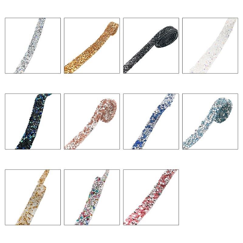 1 yard harpiks rhinestone bånd fix tape wrap glitter faux crystal trim strip jern på til bryllupsfest diy dekoration
