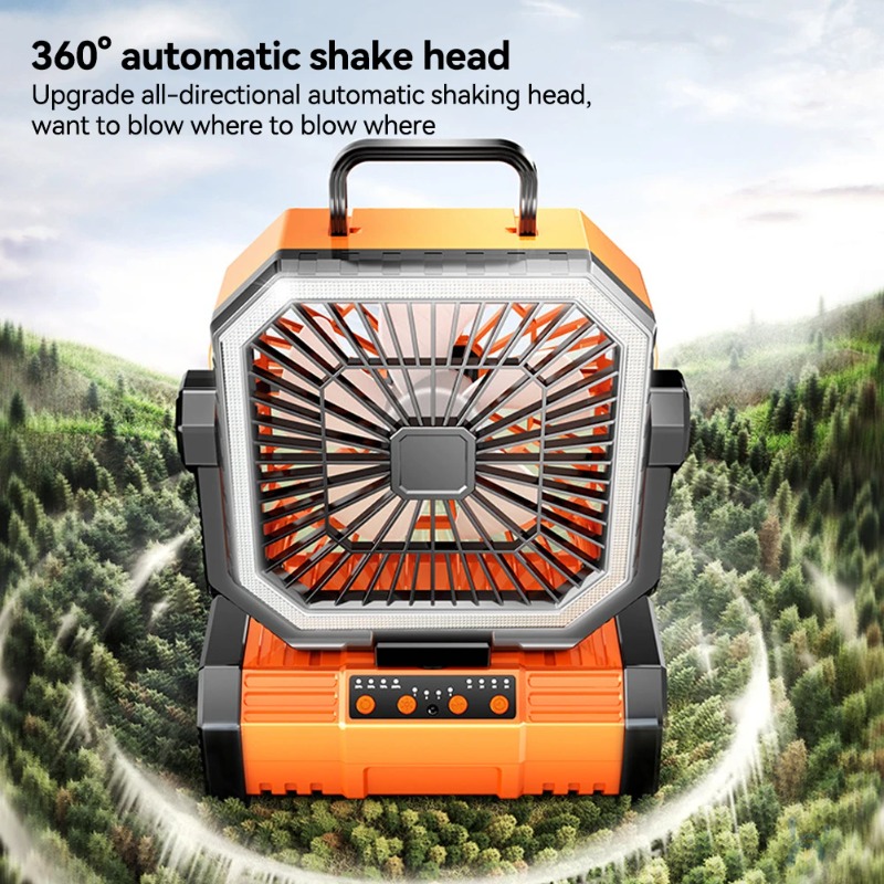 Ventilador de techo para acampar, circulador de Camping recargable de 20000Mah con luz y Control remoto, ventilador de circulación de aire frío para acampar