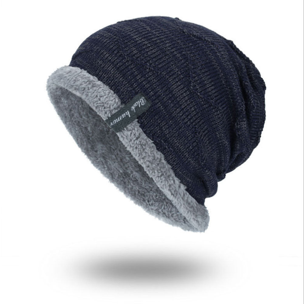 Warm Wintter Cat For Women And Men Unisex Plush Knitted Baggy Beanie Knit Hat Snow Caps Elastic Free Szie: Navy Blue