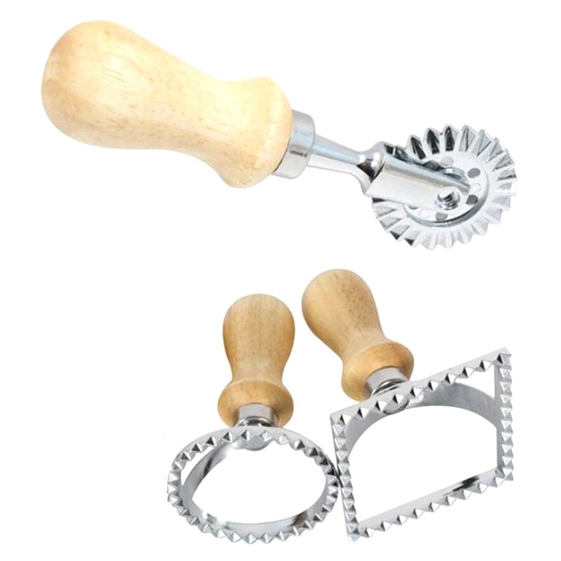Ravioli Stempel Hersteller Cutter mit Rolle Rad einstellen, bilden mit Holzgriff für Geriffelte Rand, Pasta Presse Küche Befestigung