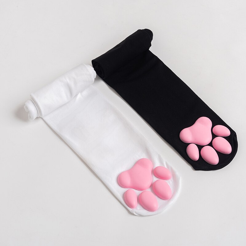 Cat Paw Socks for Women Girls Kawaii 3D Cat Claw Toe Beanies Cute Lolita PawPads Cosplay Cat Paw Pad Thigh High Sock