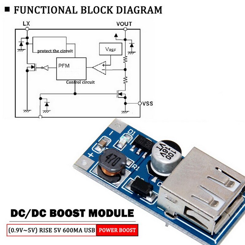 Top 5Pcs Pfm Controle DC-DC Converter Module 600MA Usb 0.9V-5V Naar 5V Voeding Modul