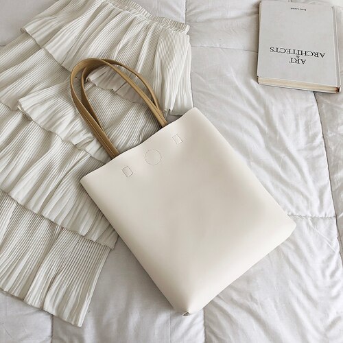 Bolso de las mujeres Bolso de las mujeres de cuero bolso de hombro bolso de gran capacidad portátil de bolsa: Blanco