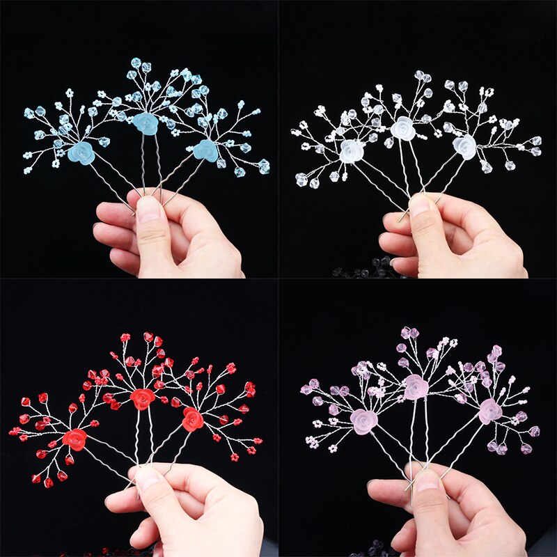 Vintage Hair Jewelry Crystal Rhinestone Handmade Leaf Flower Hairpins Hair Clips Wedding Bridal Headwear Hair Pins