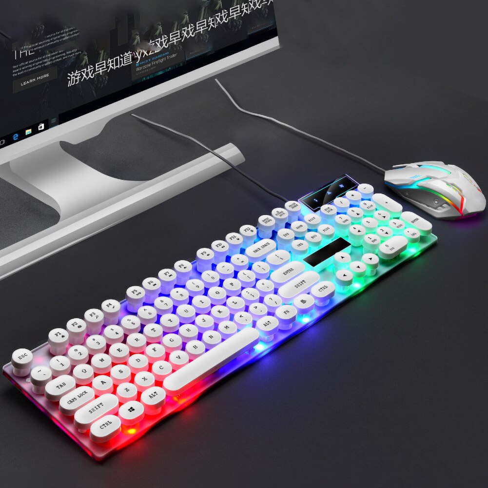 GTX300 USB Wired Colorful LED Backlit Gaming Keyboard with Mouse for PC Laptop